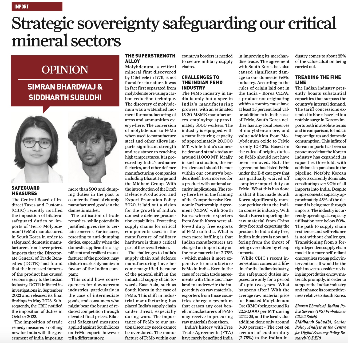 Strategic Sovereignty : Safeguarding our critical mineral sectors